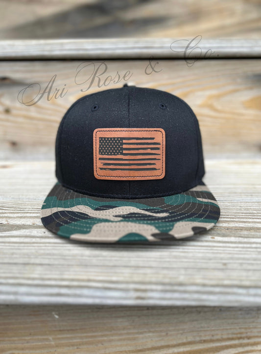 Distressed Flag on Camo Hat