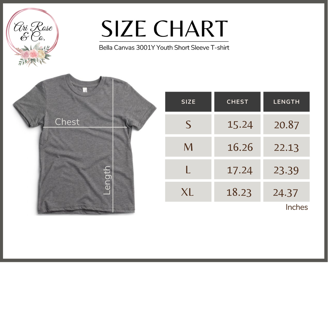 SIZE CHART | BELLA + CANVAS 3001Y YOUTH